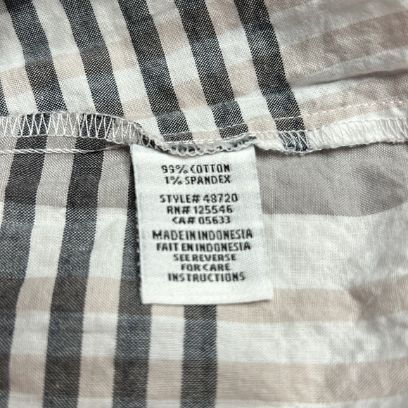 HABITAT LG  & XL gauzy crinkle button down shirt,black & white plaid, hi low - Picture 15 of 16